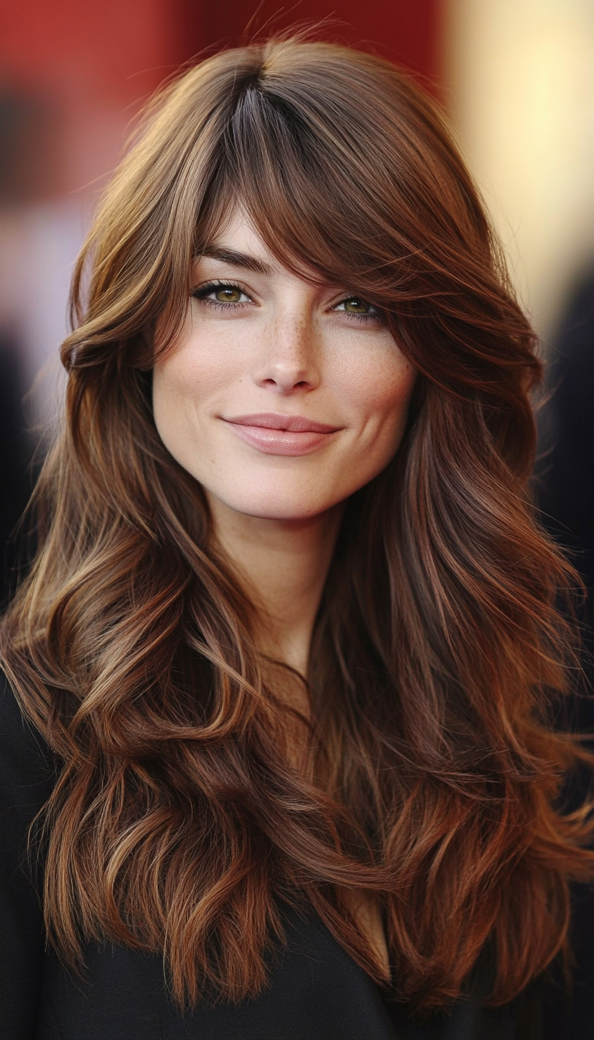 11. Side-Swept Layers in Rich Mahogany (Haircuts With Face Framing Layers) - Haircuts With Face Framing Layers