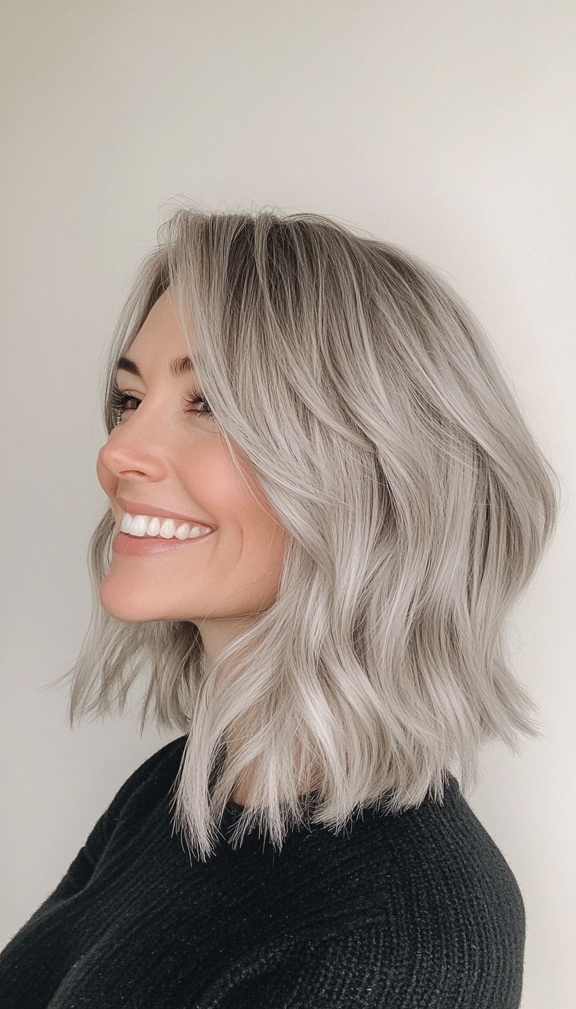 13. Airy Fringe Cut with Silver Gray Base (Haircuts With Face Framing Layers) - Haircuts With Face Framing Layers