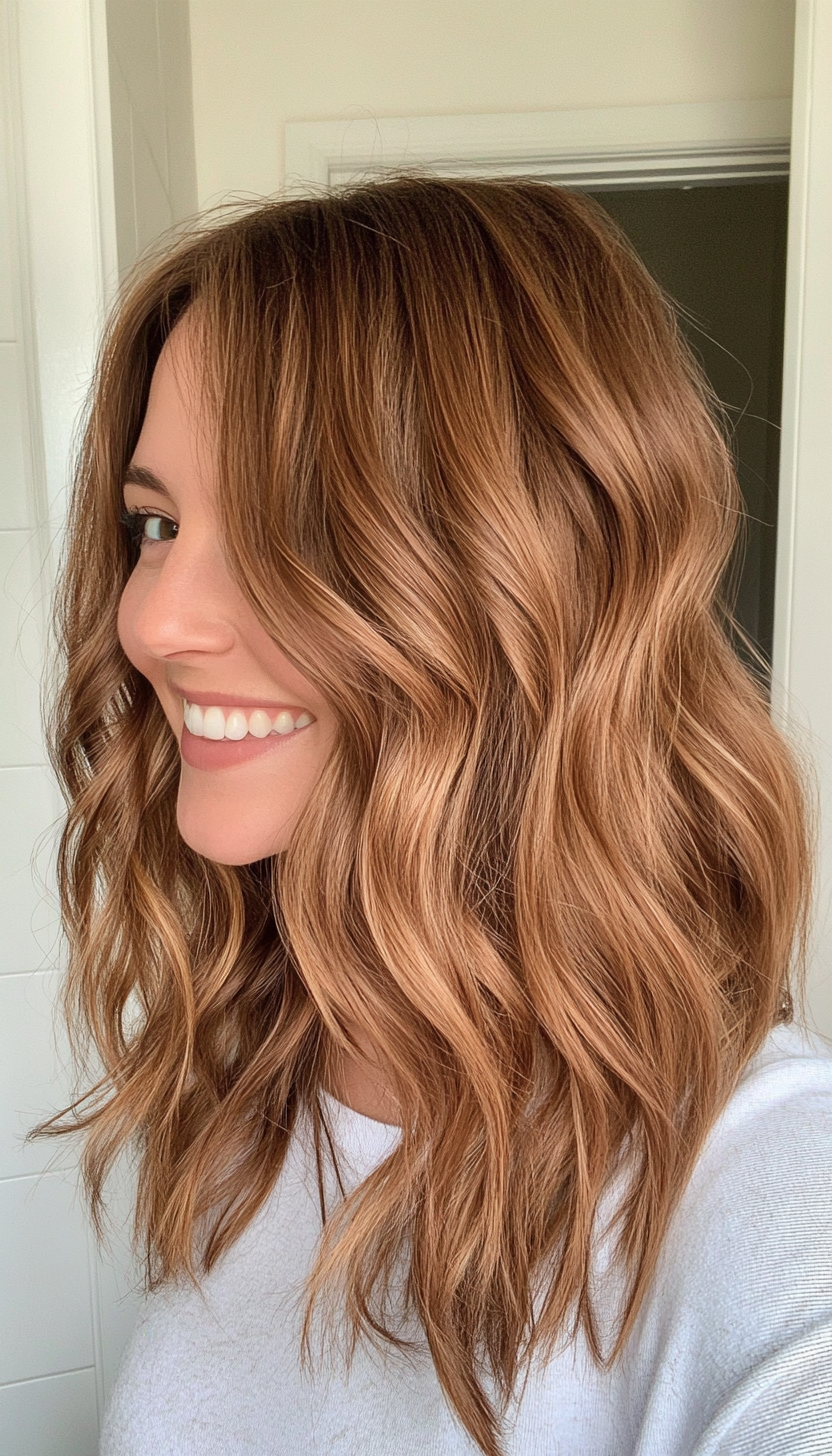 15. Swooped Layers in Sandy Brown Waves (Haircuts With Face Framing Layers) - Haircuts With Face Framing Layers