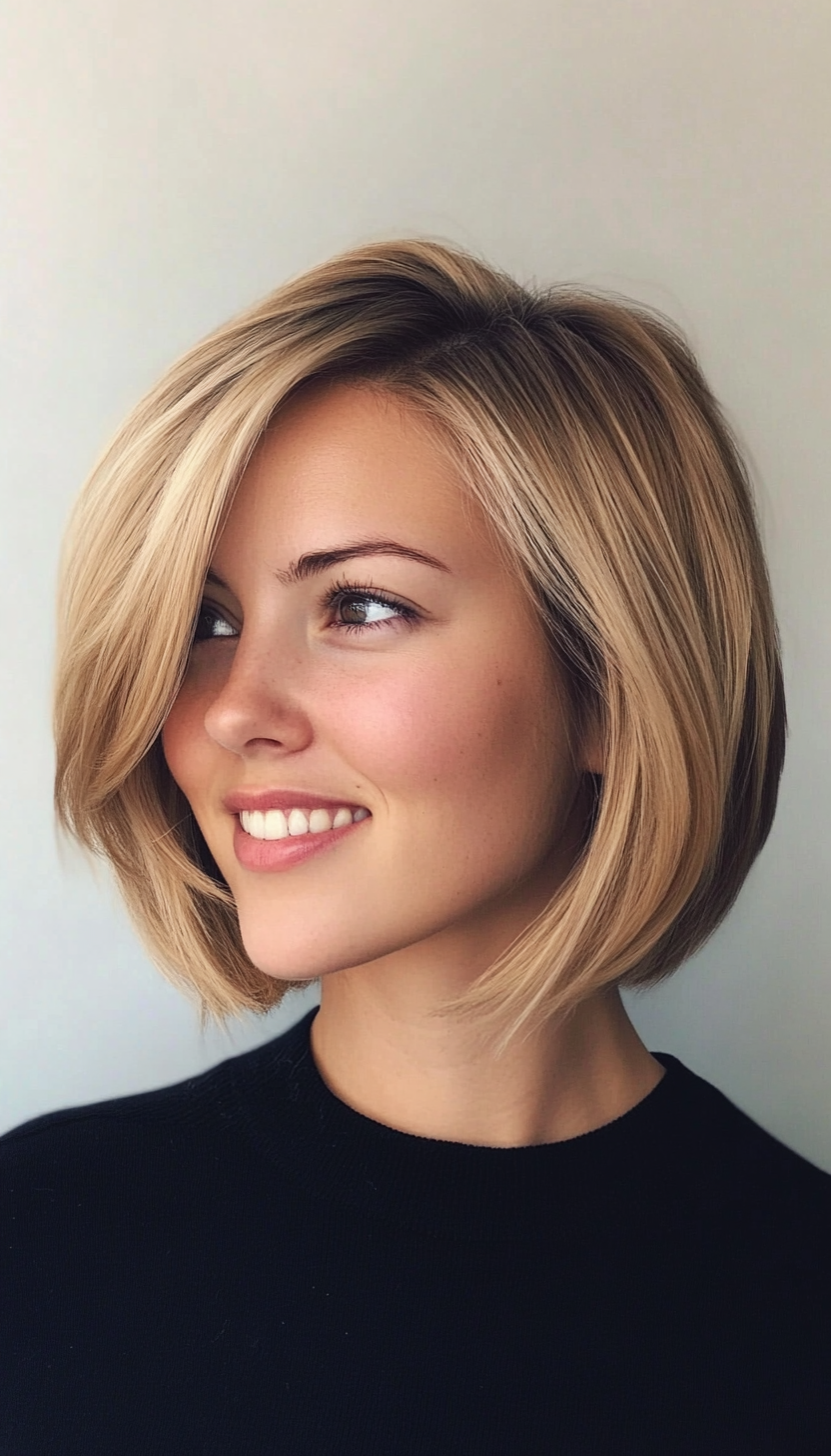 16. Side-Parted Bob with Honey Blonde Touches (Haircuts With Face Framing Layers) - Haircuts With Face Framing Layers