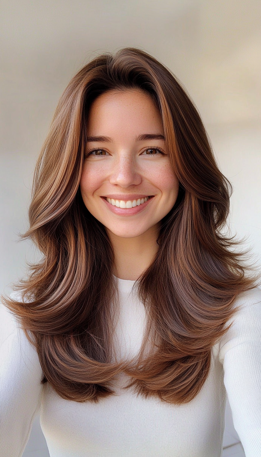 18. U-Cut with Cinnamon Highlights (Haircuts With Face Framing Layers) - Haircuts With Face Framing Layers