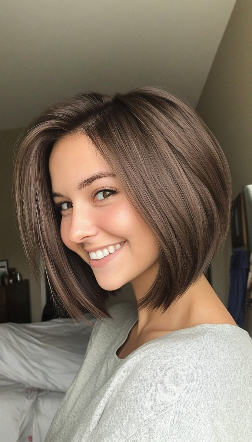 19. Angled Lob in Natural Ash Brown (Haircuts With Face Framing Layers) - Haircuts With Face Framing Layers
