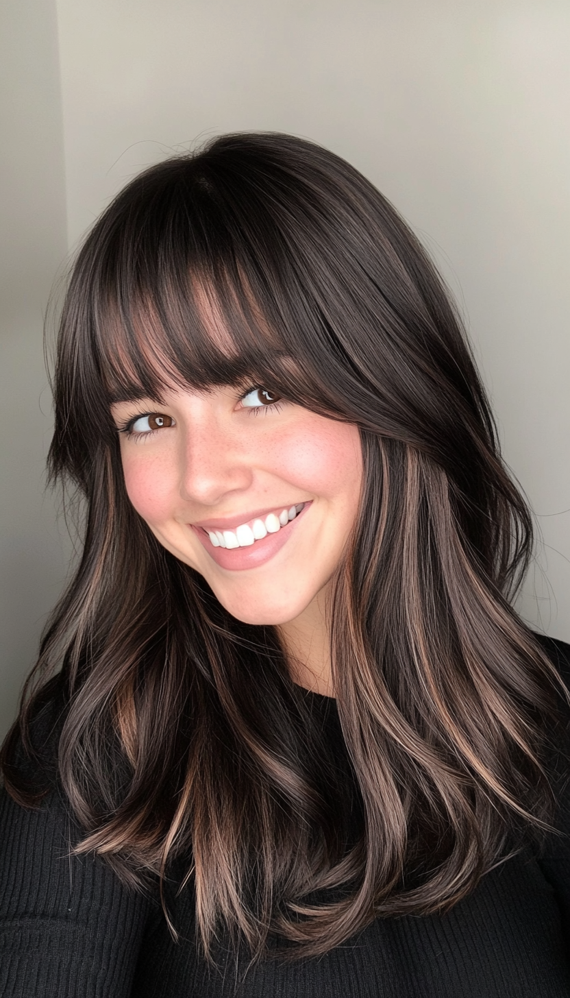 20. Face-Framing Fringe with Dark Chocolate Base (Haircuts With Face Framing Layers) - Haircuts With Face Framing Layers