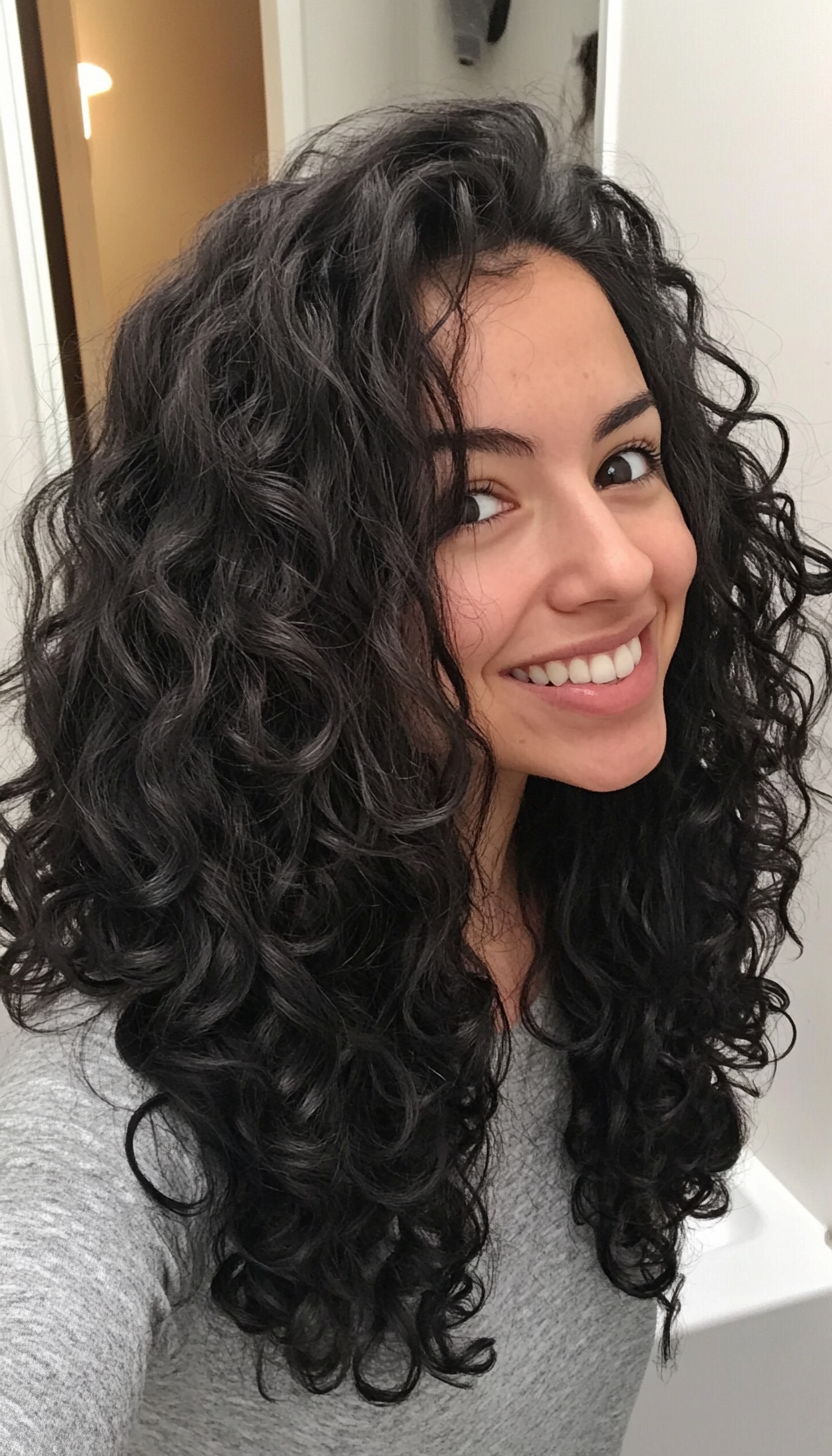 21. Soft Curly Layers in Jet Black (Haircuts With Face Framing Layers) - Haircuts With Face Framing Layers
