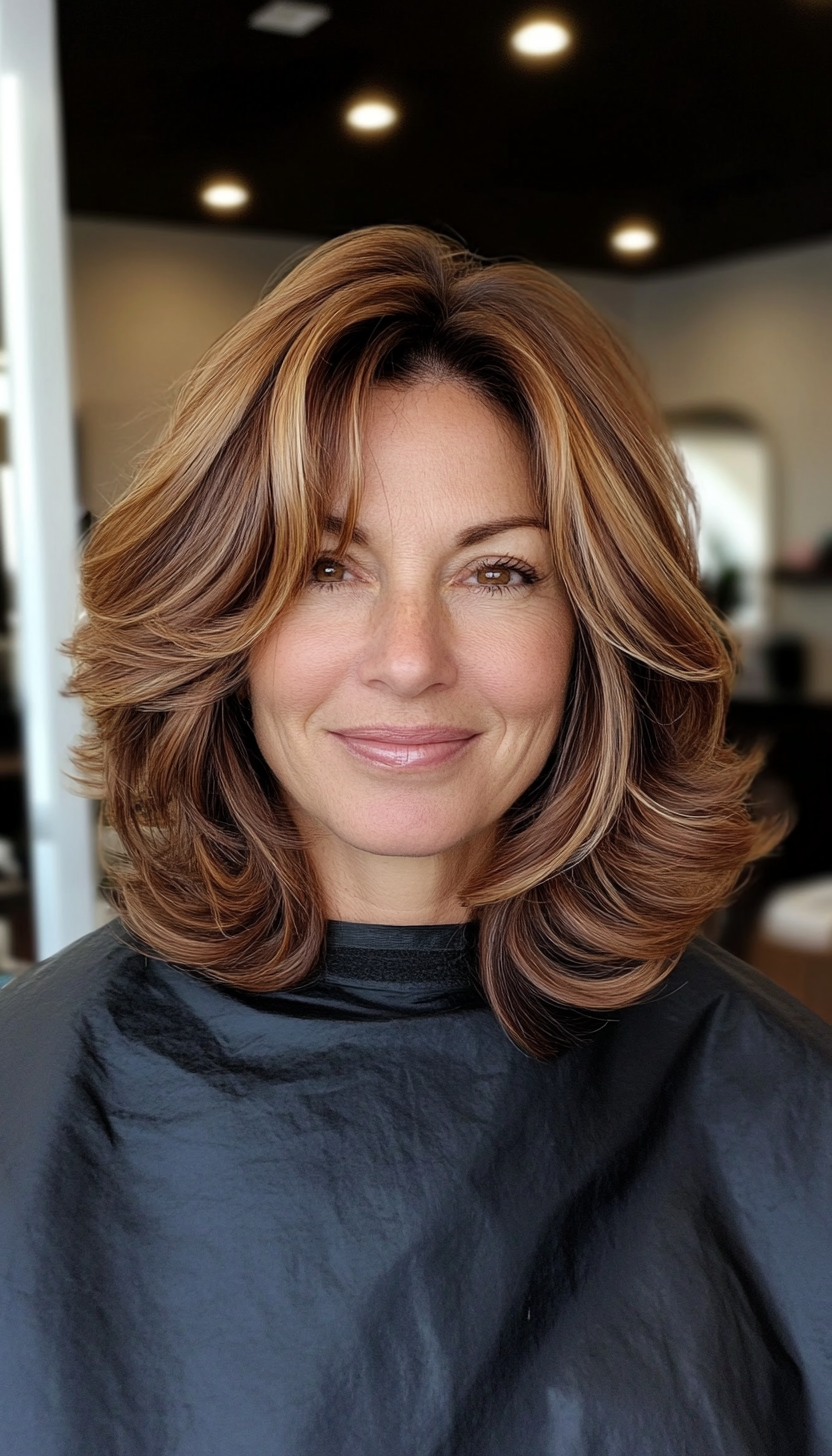 23. Layered Cut with Warm Copper Accents (Haircuts With Face Framing Layers) - Haircuts With Face Framing Layers
